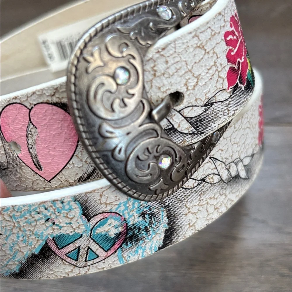 Cowgirls Rock Genuine leather lining, man-made pattern,roses,rope,peace,hearts